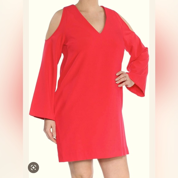 RACHEL ROY Womens Red Bell Sleeve V Neck Above
The Knee Cocktail Shift Dress XS - Picture 1 of 16